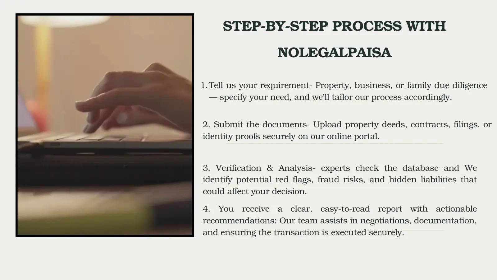 Step by step process with nolegalpaisa