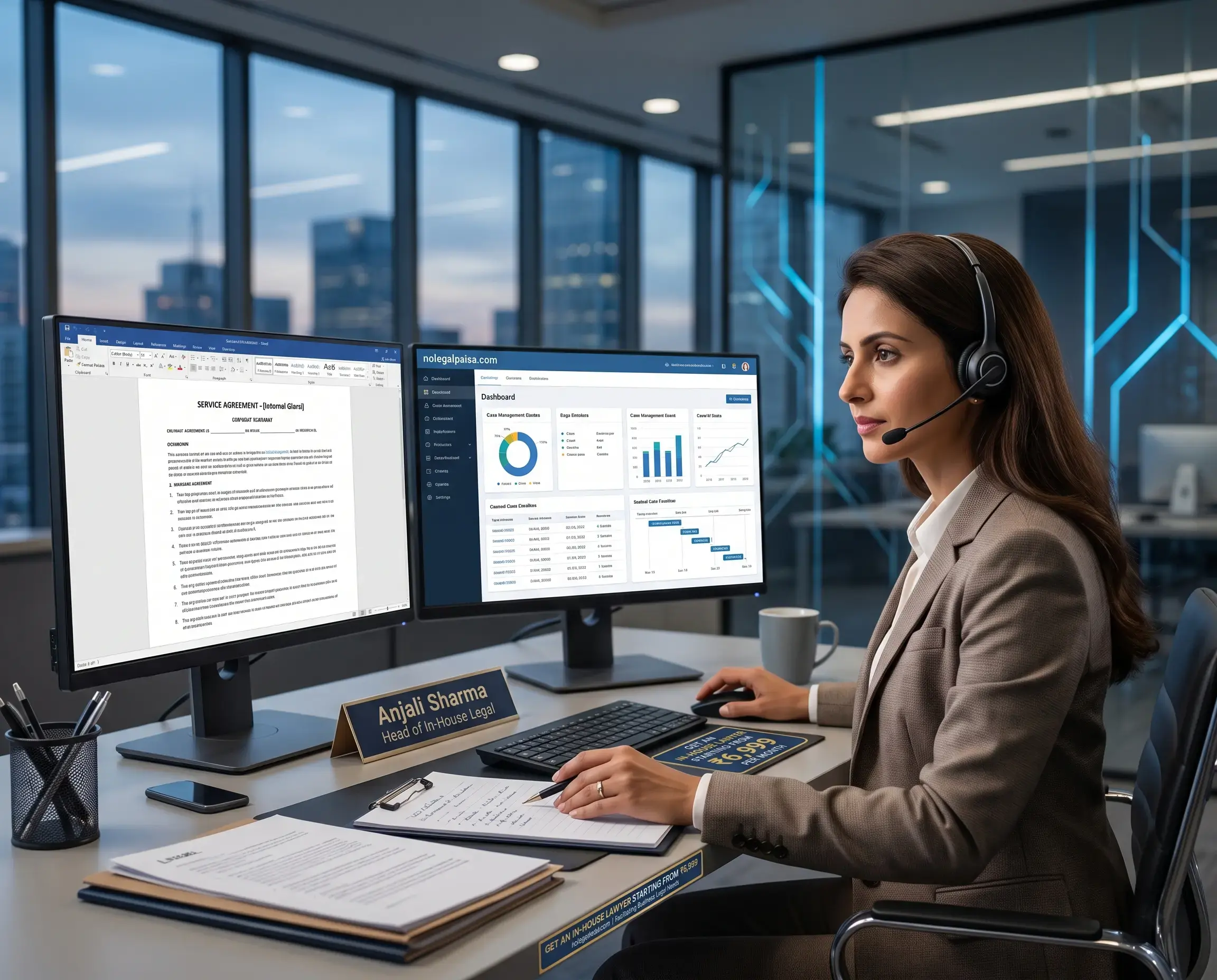 Founder reviewing legal documents with their virtual counsel